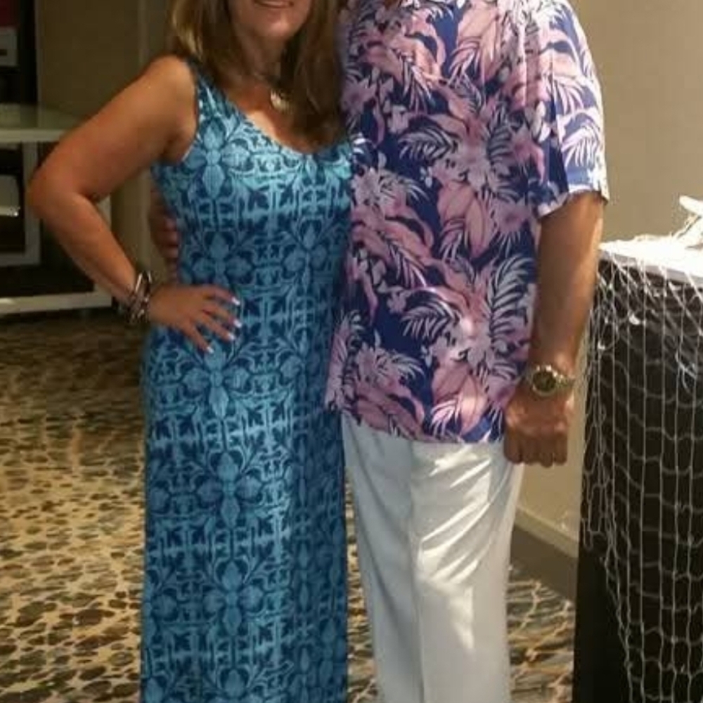 Tommy Bahama Teal and Blue Patterned Dress